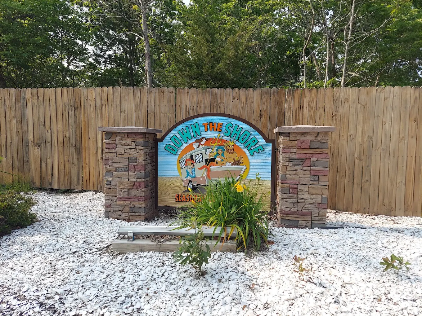 AssetImageEntrance, wooded, seasonal campground near Jersey Shore, outdoor recreation and picnic areas, playground, campus